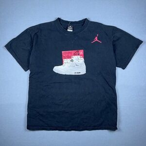 VTG 2007 Nike Air Jordan 4 Sneaker Graphic T-Shirt Black Mens XL Jumpman Flight